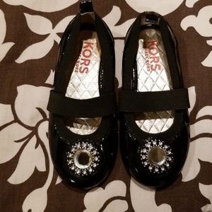 Little Girls Black Kors Flats